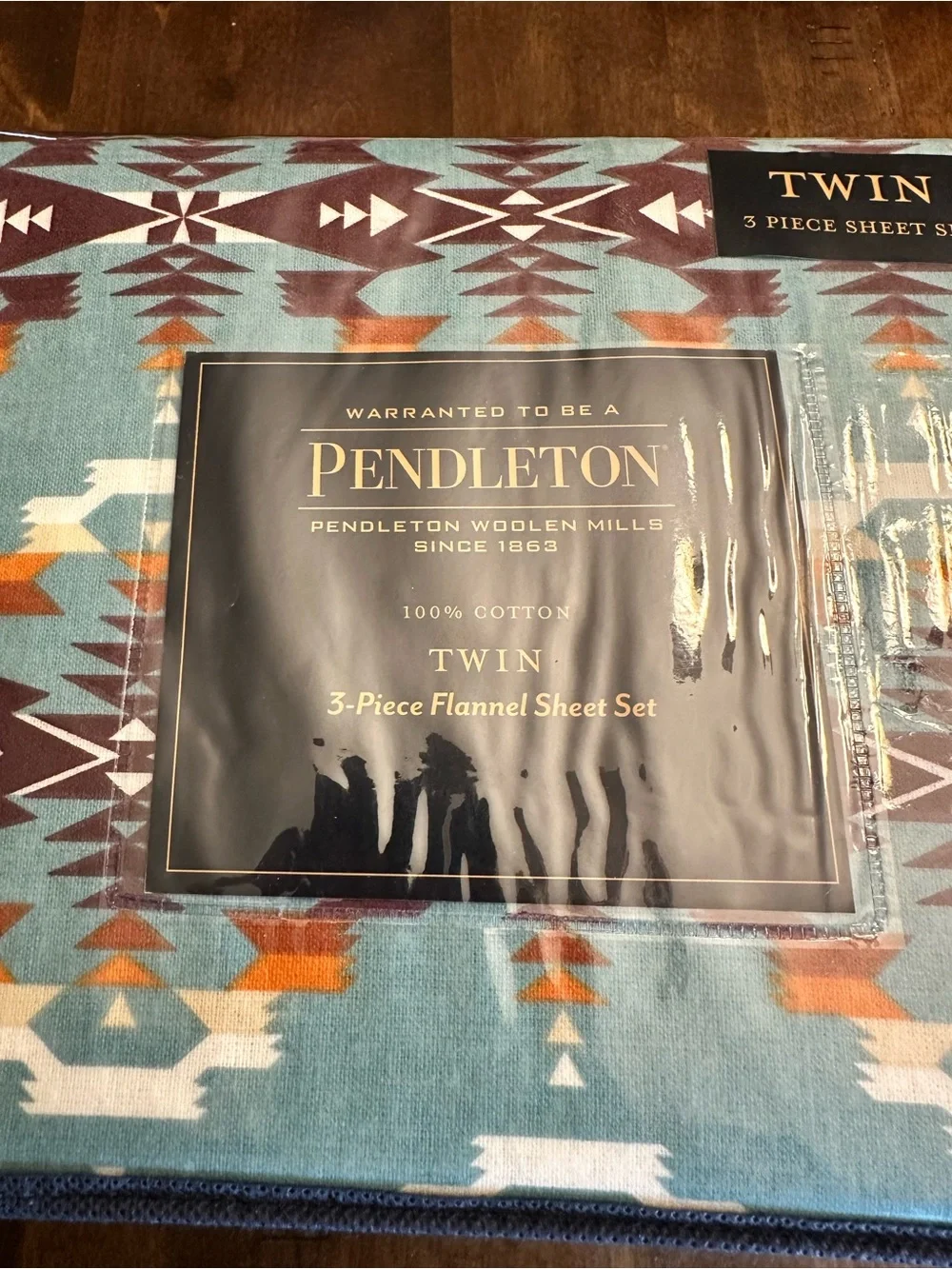New Pendleton Twin 3 Piece Sheet Set Avra Valley Teal 100% Cotton